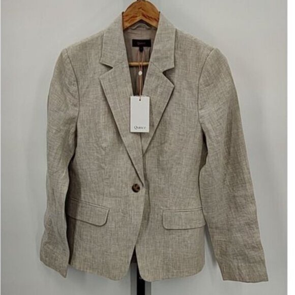 NWT QUINCE 100% European Linen Structured Blazer Jacket Flax Small - Picture 8 of 12